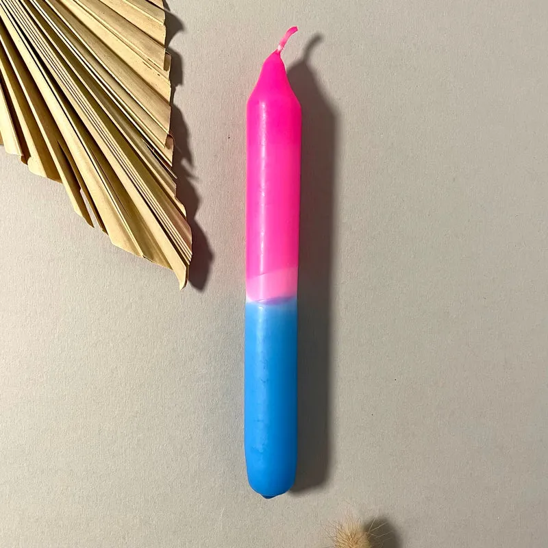 Handgefärbte Dip Dye Stabkerze | neon-pink & blau