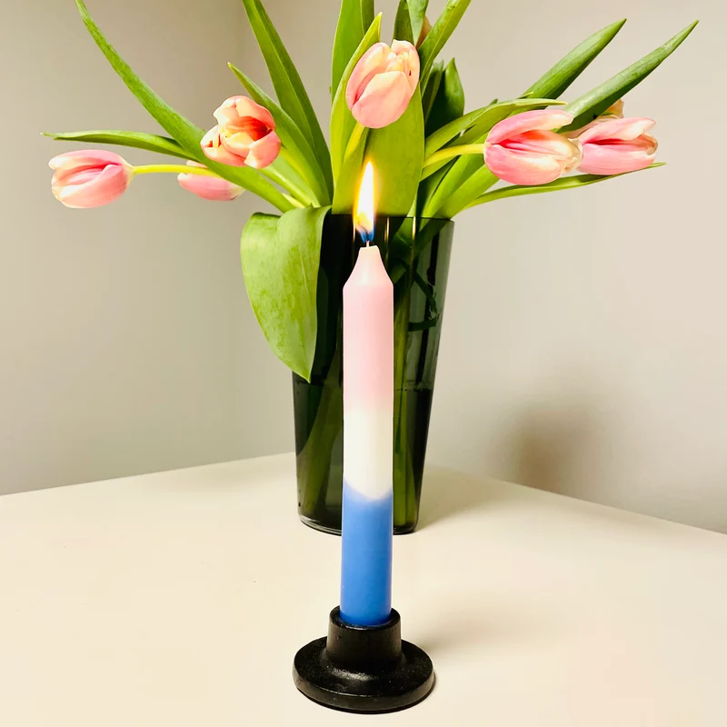 Handgefärbte Dip Dye Stabkerze | mint & blau