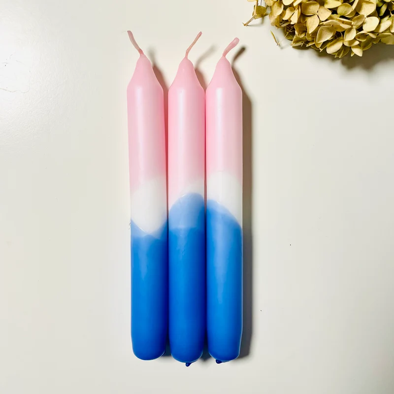 Handgefärbte Dip Dye Stabkerze | rosa & blau