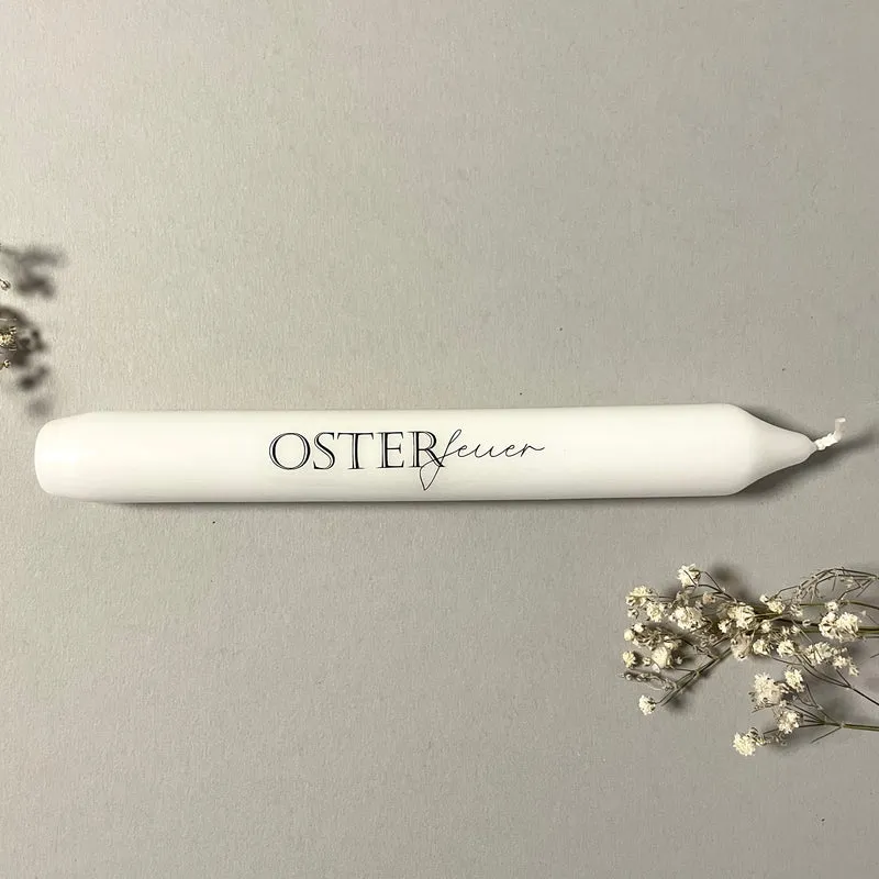 Weiße Spruchkerze "Osterfeuer"