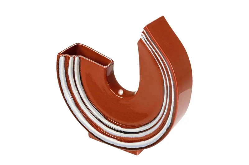 Casa Padrino Luxus Vase 36 x 10 x H. 36,5 cm - Elegante flache Deko Vase Margot aus feinem Steingut - Luxus Deko Accessoires