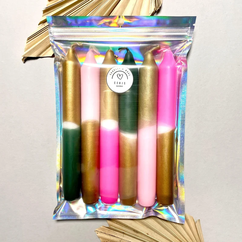 B-Ware: Handgefärbte Dip Dye Stabkerzen "Gold" | 6er Set