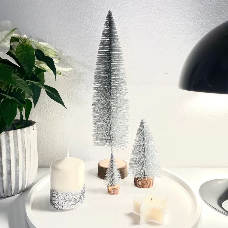 Glitter Stumpenkerze | silber