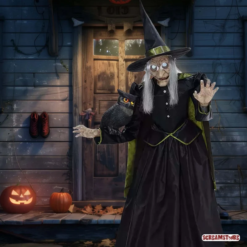 Evil Witch Horror Hexe mit Nachteule