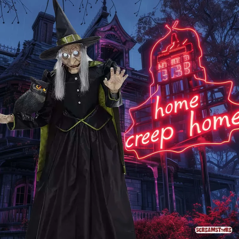 Evil Witch Horror Hexe mit Nachteule