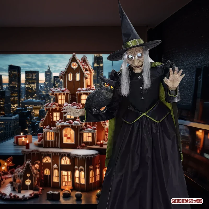 Evil Witch Horror Hexe mit Nachteule