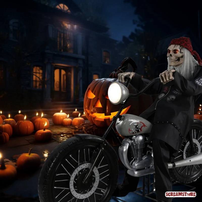 Sensenmann Skelett Rocker auf Motorrad