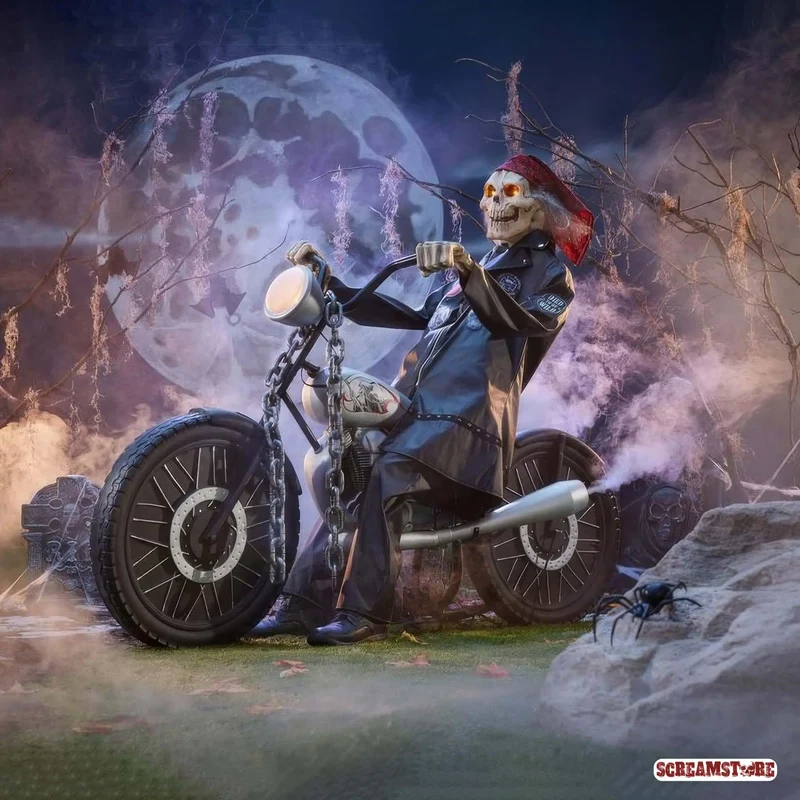 Sensenmann Skelett Rocker auf Motorrad