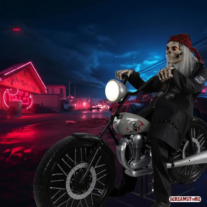 Sensenmann Skelett Rocker auf Motorrad