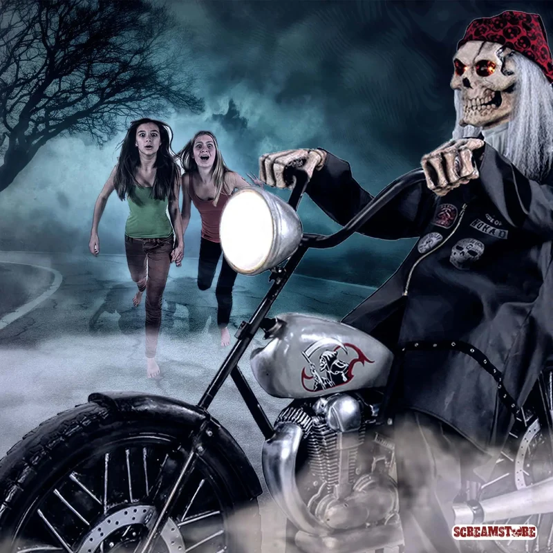 Sensenmann Skelett Rocker auf Motorrad