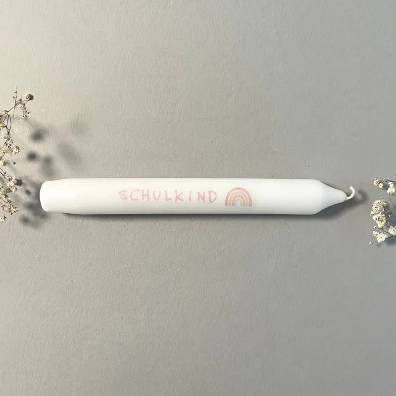 Weiße Spruchkerze "Schulkind"