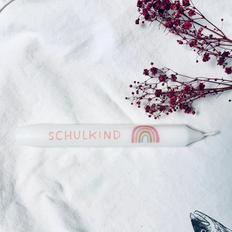 Weiße Spruchkerze "Schulkind"