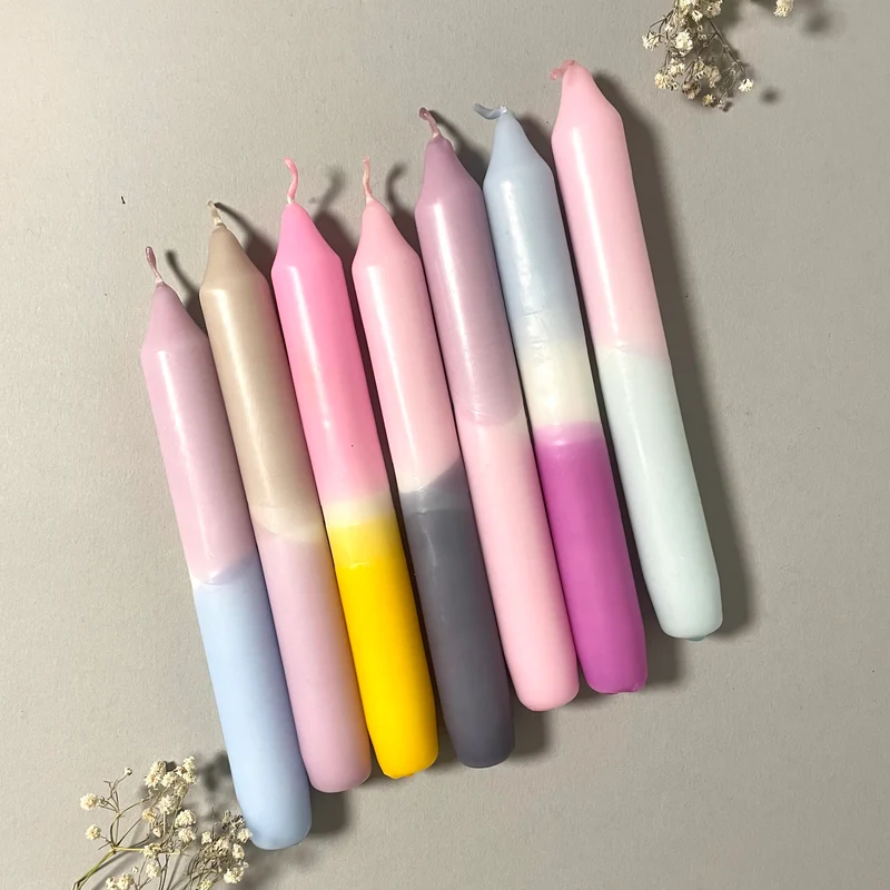 Handgefärbte Dip Dye Stabkerzen "Pastell" | 6er Set