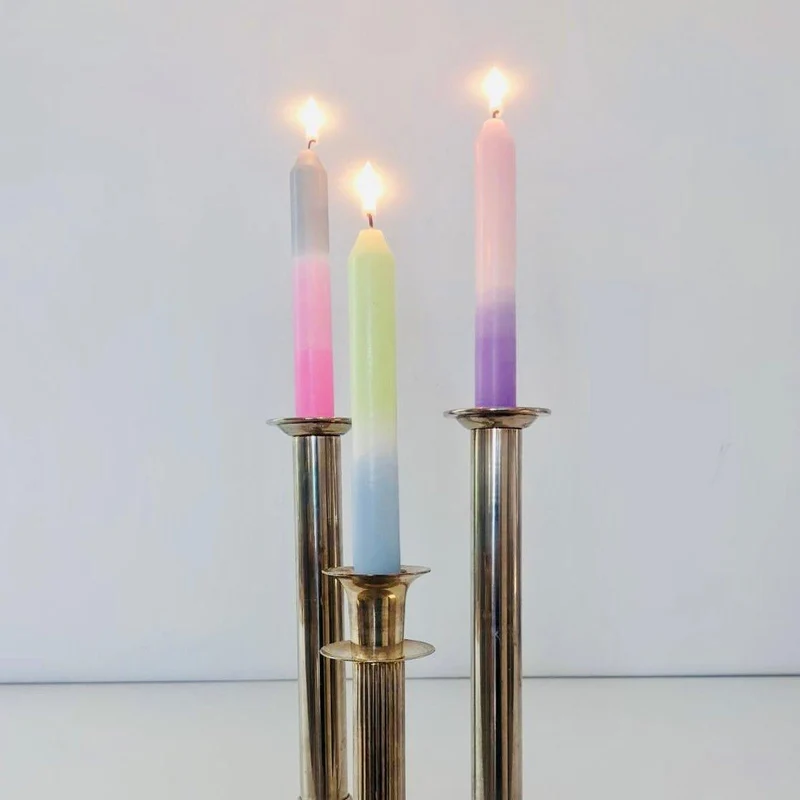Handgefärbte Dip Dye Stabkerzen "Pastell" | 6er Set