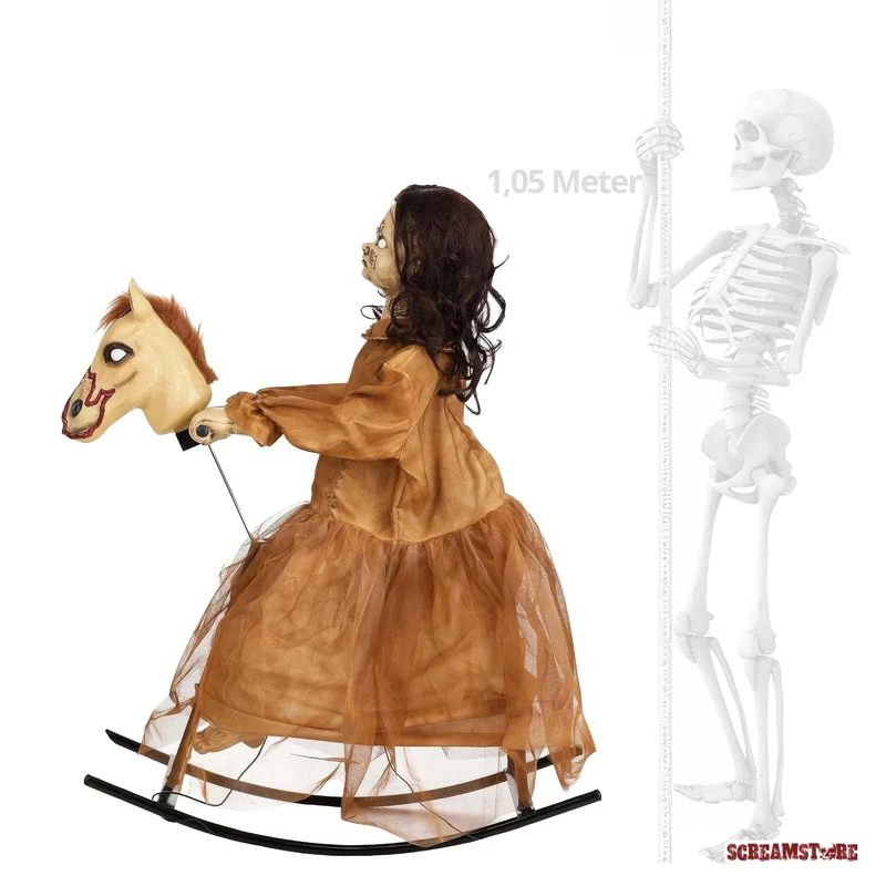 Horror Mädchen Sweet Sally auf Schaukelpferd