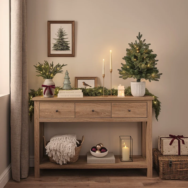 Set aus beleuchtetem 60 cm Weihnachtskranz mit Tannenzapfen und 180 cm Girlande