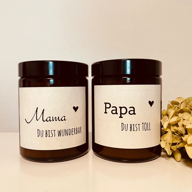 Handgemachte Duftkerze "Papa Du bist toll" in Apothekerglas