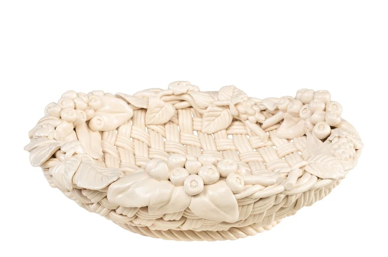Casa Padrino Luxus Schale Cremeweiß Ø 32 x H. 10 cm - Runde Deko Schale aus hochwertiger Keramik - Luxus Deko Accessoires
