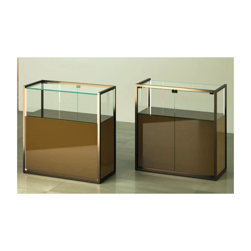 Casa Padrino Luxus Theken-Vitrine 95 x 45 cm H. 95 cm mit LED - Ladeneinrichtung - Boutique Möbel - Made in Italy