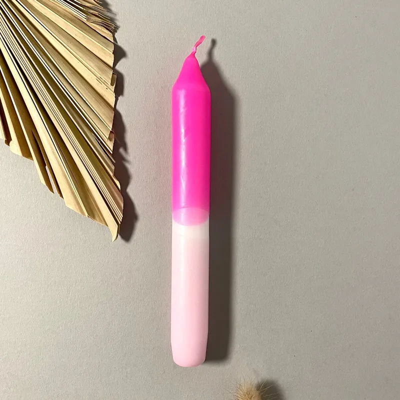 Handgefärbte Dip Dye Stabkerze | neon-pink & rosa