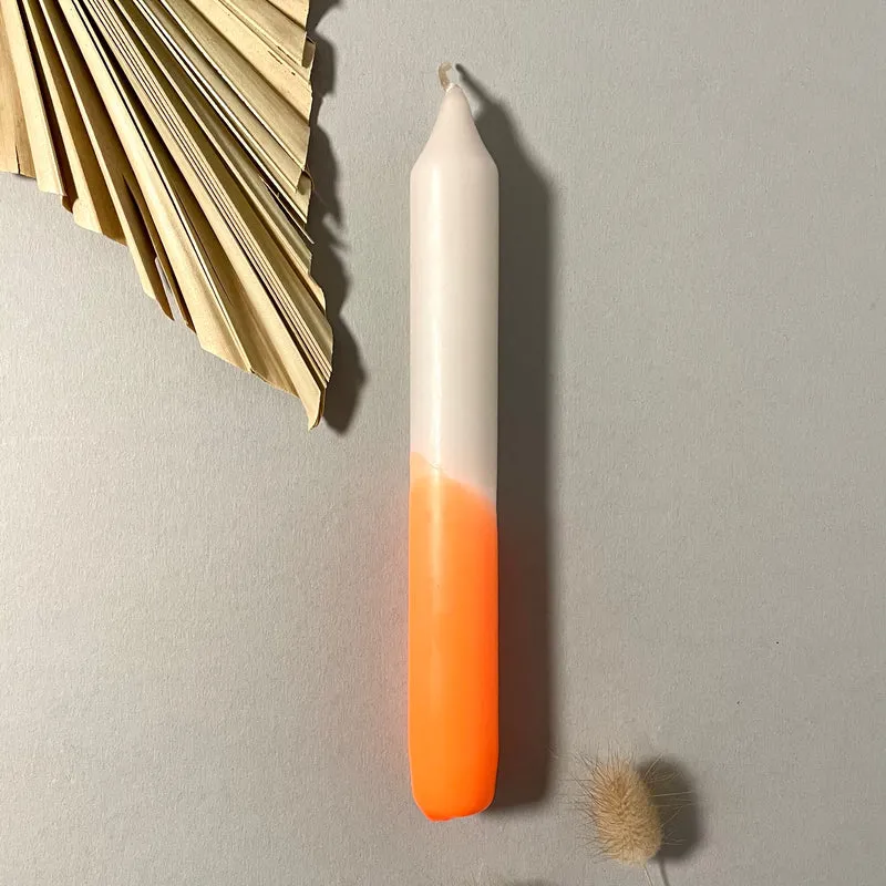 Handgefärbte Dip Dye Stabkerze | neon-orange & taupe