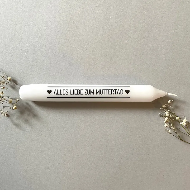 Weiße Spruchkerze "Alles Liebe zum Muttertag"