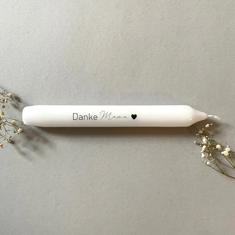 Weiße Spruchkerze "Danke Mama"