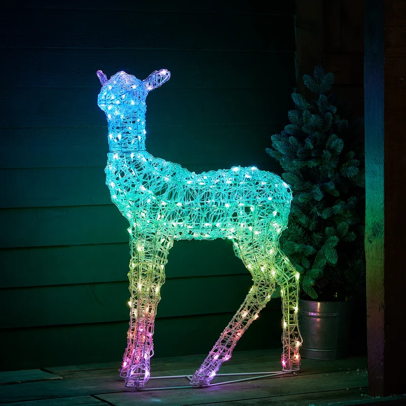 3er Set Swinsty LED-Rentierfamilie mit Farbwechsel und Fernbedienung