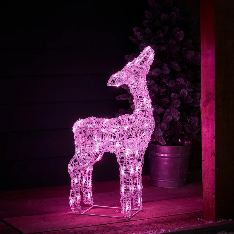 3er Set Swinsty LED-Rentierfamilie mit Farbwechsel und Fernbedienung
