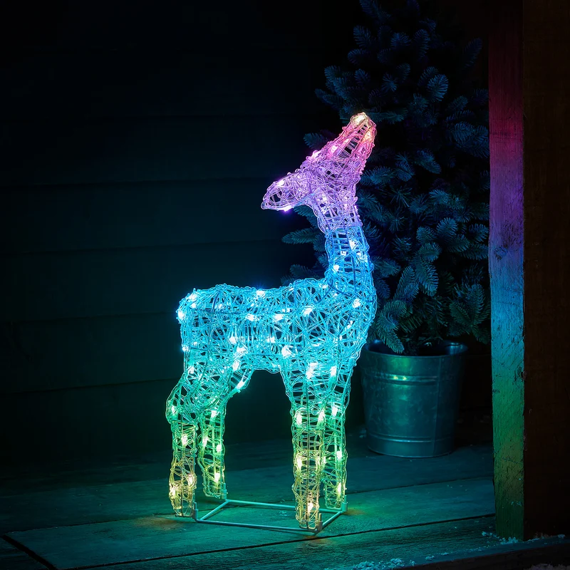 3er Set Swinsty LED-Rentierfamilie mit Farbwechsel und Fernbedienung
