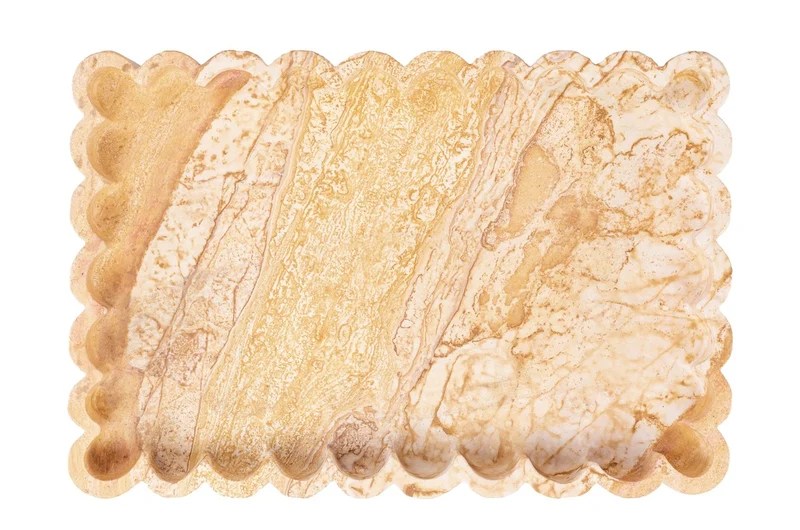 Casa Padrino Luxus Tablett Mehrfarbig 30 x 20 x H. 4 cm - Rechteckiges Tablett Petal aus hochwertigem Sandstein - Luxus Deko Accessoires