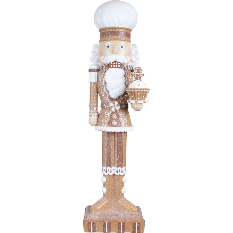 Nussknacker Größe 45cm mit Muffin / Farbe braun-weiss / Candy Christmas
