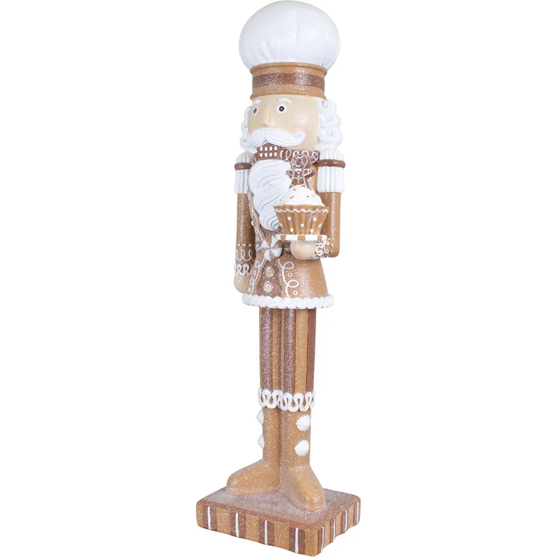 Nussknacker Größe 45cm mit Muffin / Farbe braun-weiss / Candy Christmas