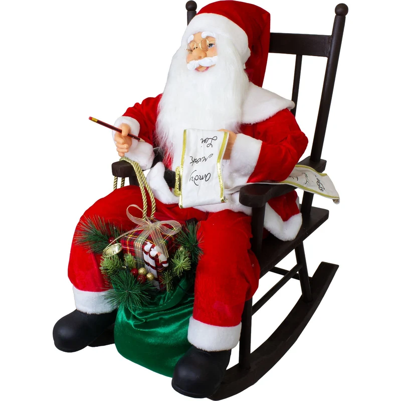 Animierter Weihnachtsmann im Schaukelstuhl Größe ca.80cm – Santa mit Animation, Musik & LED