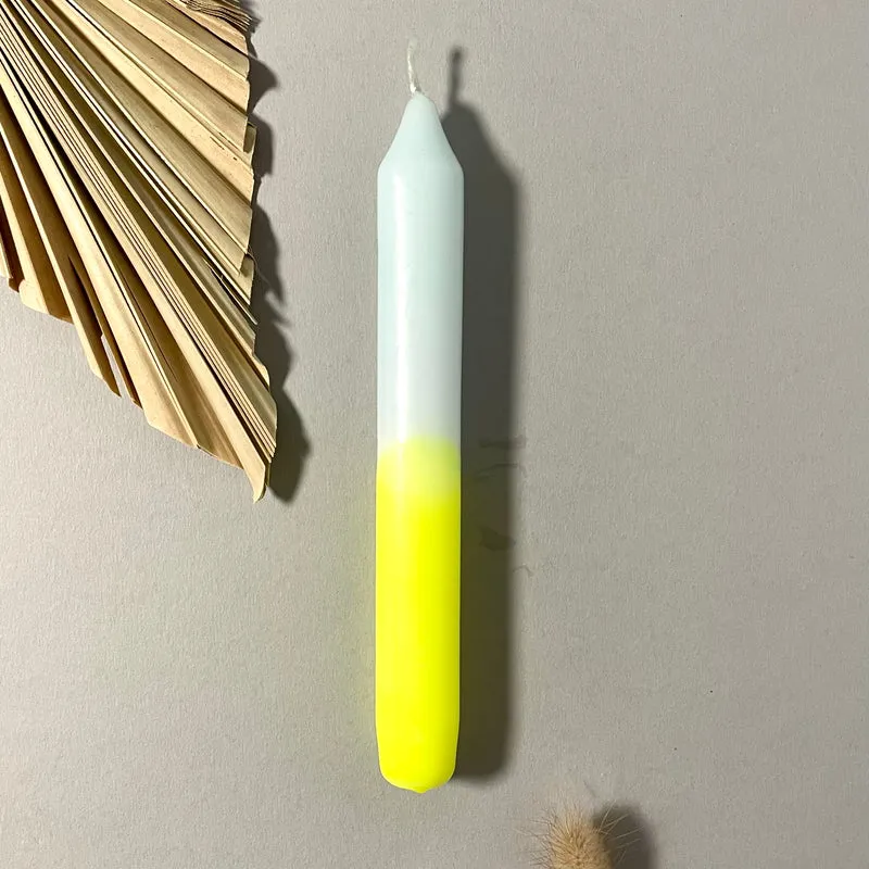 Handgefärbte Dip Dye Stabkerze | neon-gelb & mint