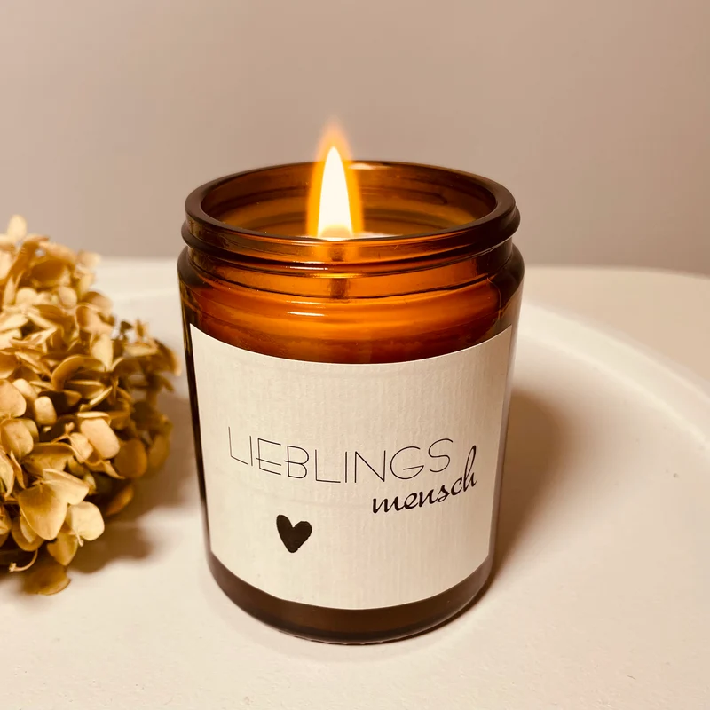Handgemachte Duftkerze "Lieblingsmensch" in Apothekerglas