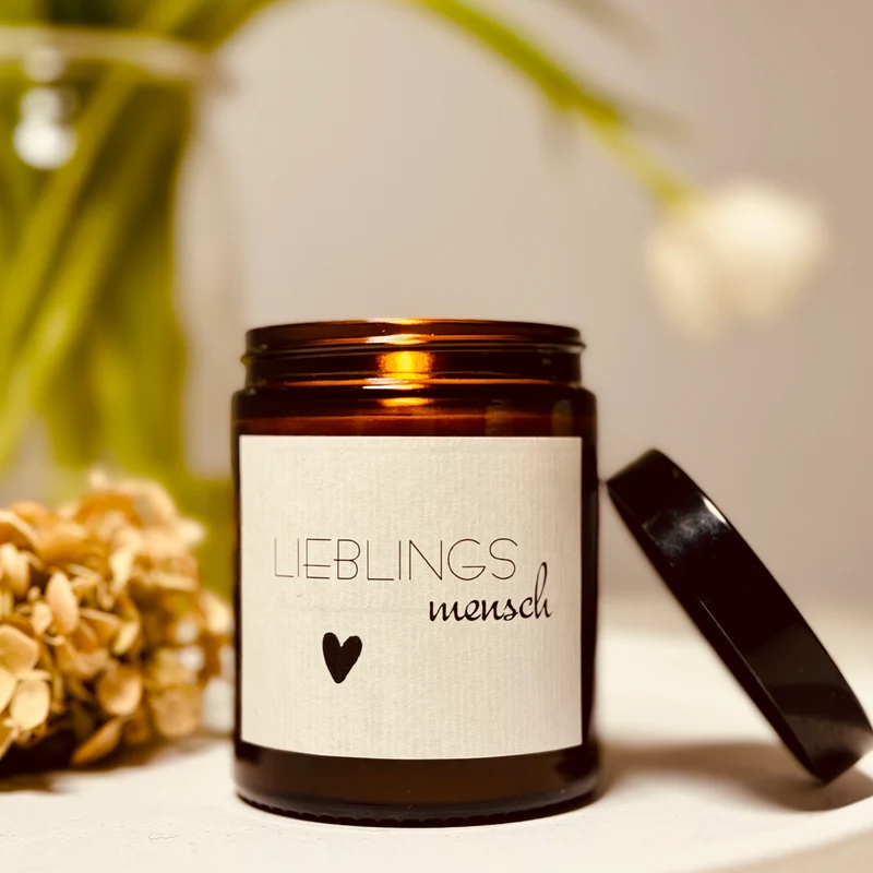 Handgemachte Duftkerze "Lieblingsmensch" in Apothekerglas