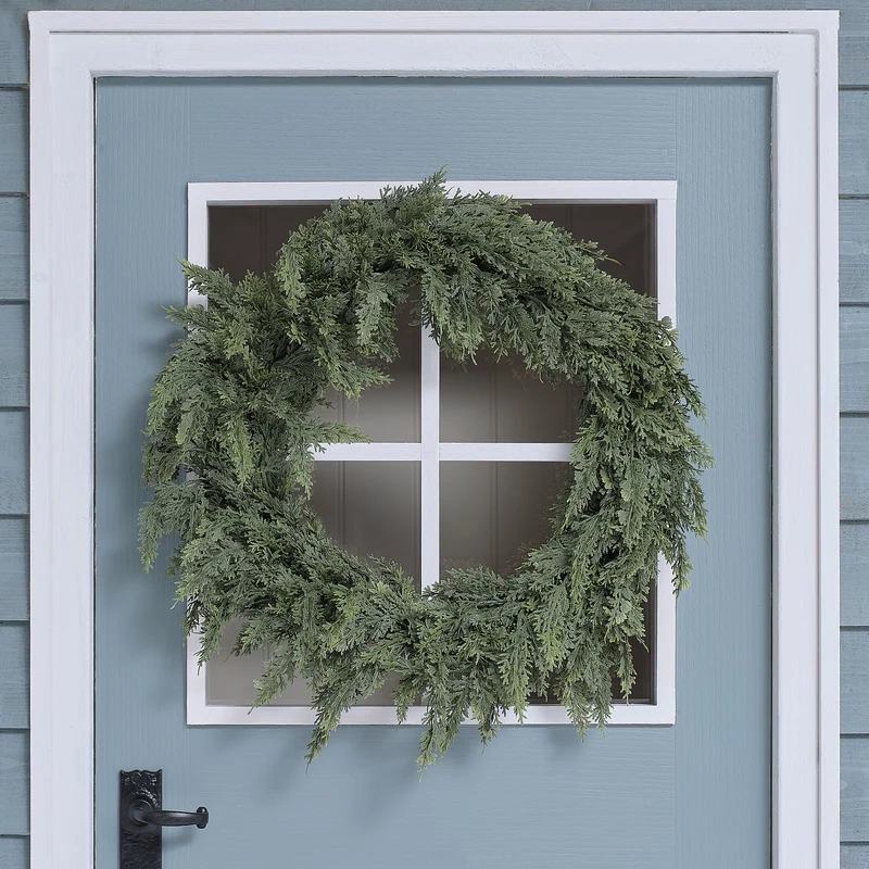 60cm Beleuchteter Weihnachtskranz außen mit Tannenzapfen und 50 warmweißen LEDs