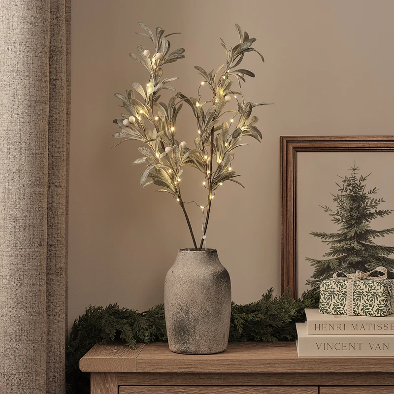 2er-Set beleuchtete Mistelzweige mit 40 warmweißen LEDs