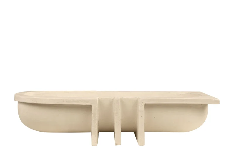 Casa Padrino Luxus Schale Naturfarben 51 x 19,5 x H. 11 cm - Längliche Steingut Deko Schale im Natural Finish - Luxus Deko Accessoires