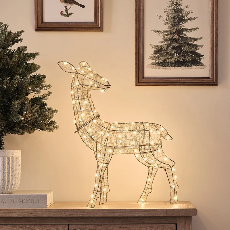 Goldenes Mini LED-Rentier Hirschkuh Hutton mit Bicolor LEDs