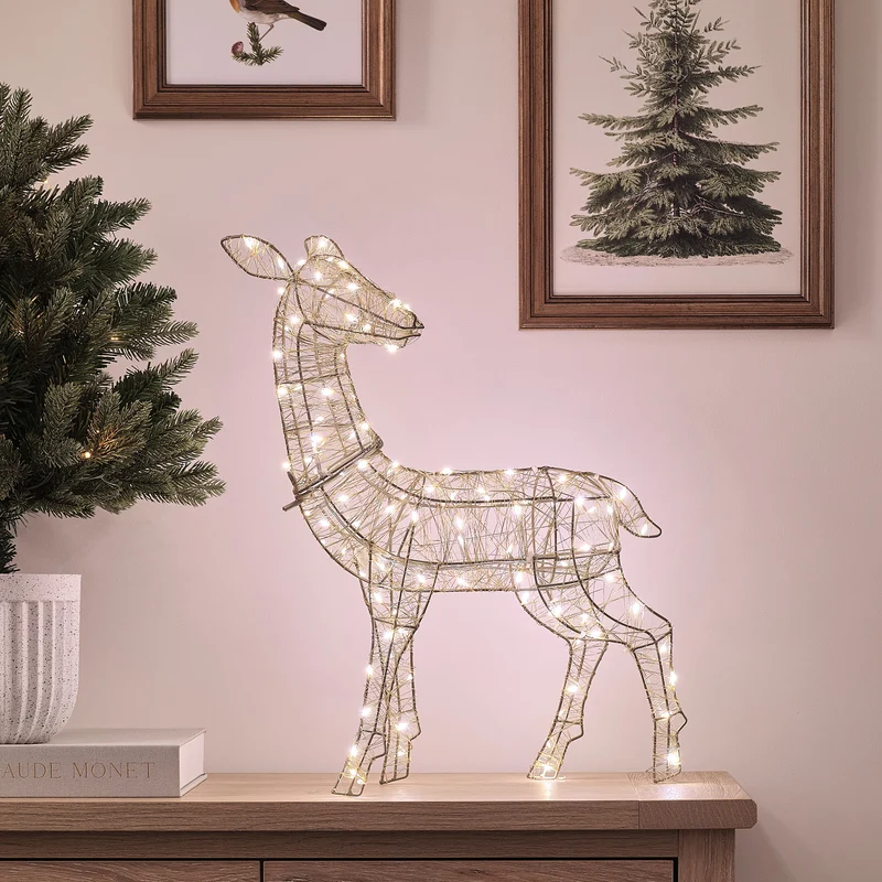 Goldenes Mini LED-Rentier Hirschkuh Hutton mit Bicolor LEDs
