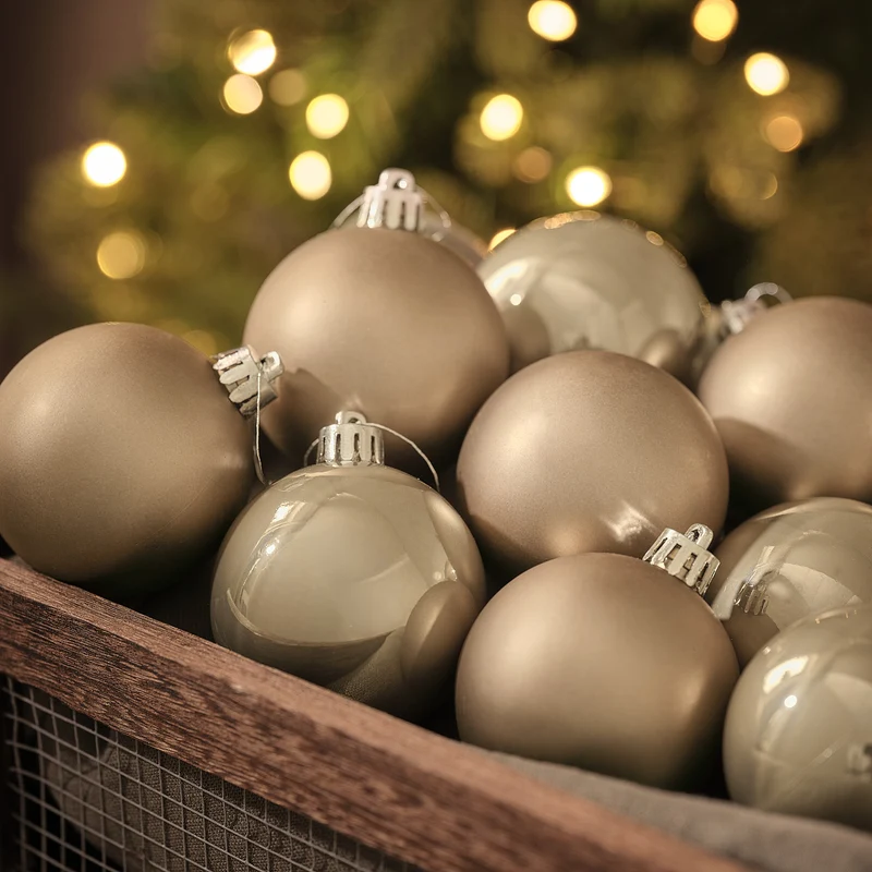 12er-Set Weihnachtskugeln in Bronze