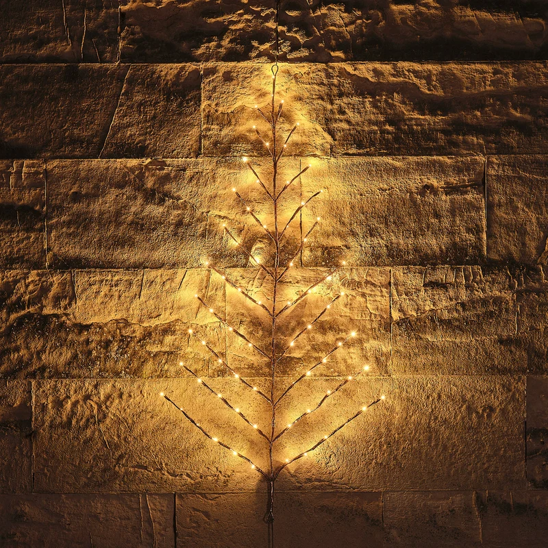 1 m LED-Wandbaum in Gold mit 72 Mikro-LEDs und Timer
