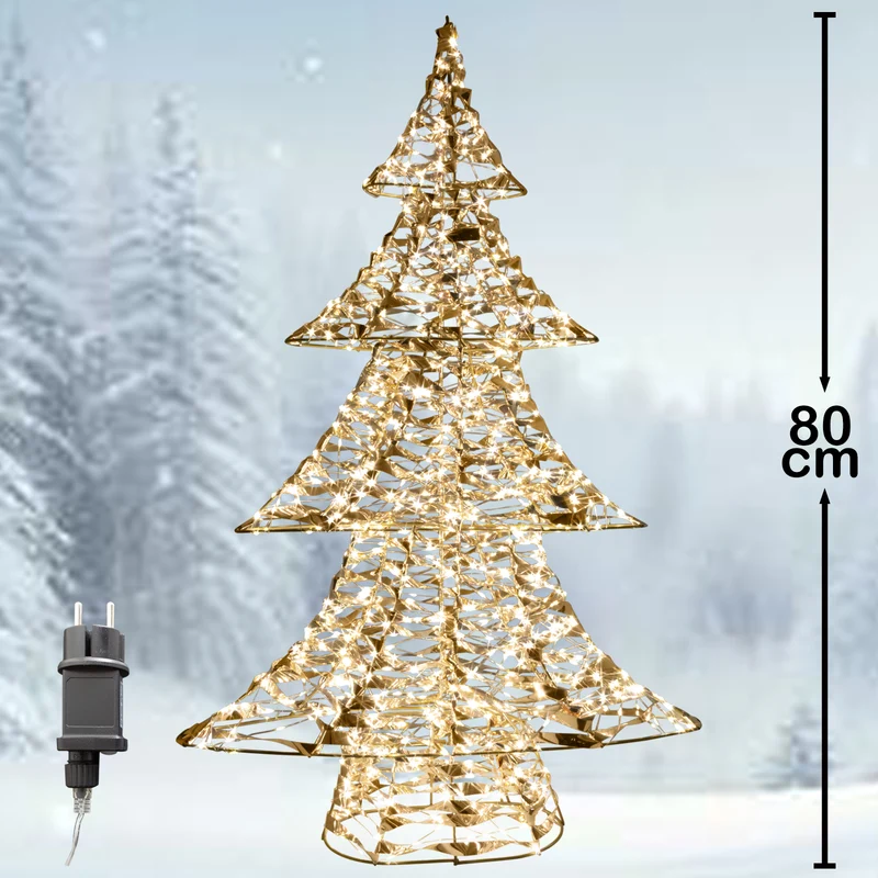 LED Lichterbaum warmweiß - Farbe gold - Höhe 80cm – mit Timer