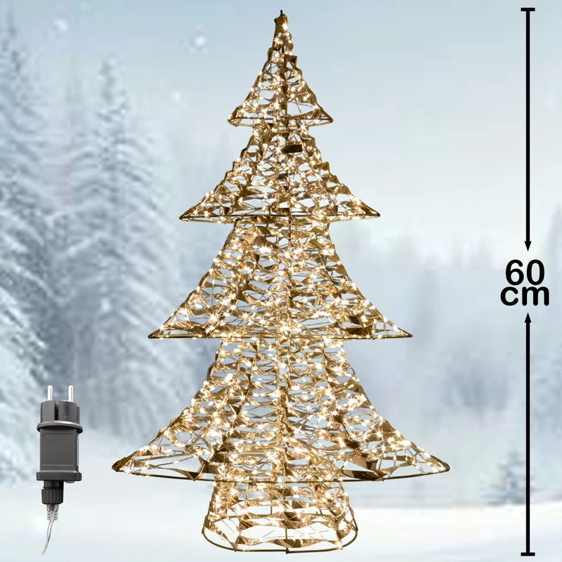LED Lichterbaum warmweiß - Farbe gold - Höhe 60cm – mit Timer
