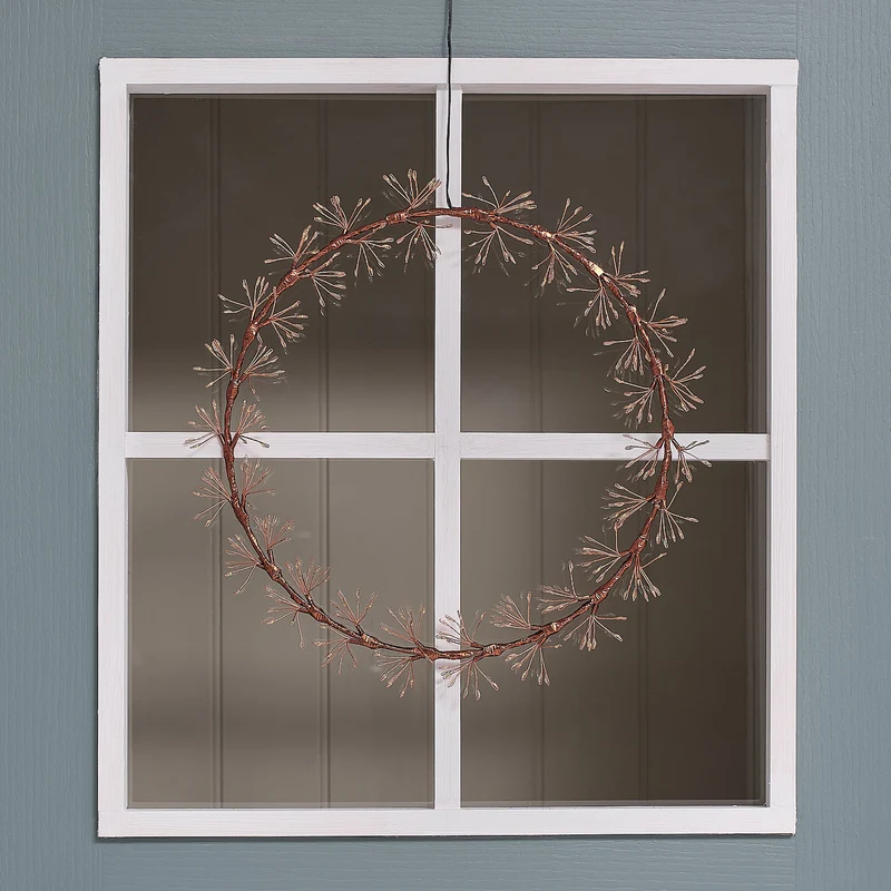 35 cm LED-Starburst-Kranz außen in Gold mit 352 warmweißen Mikro-LEDs