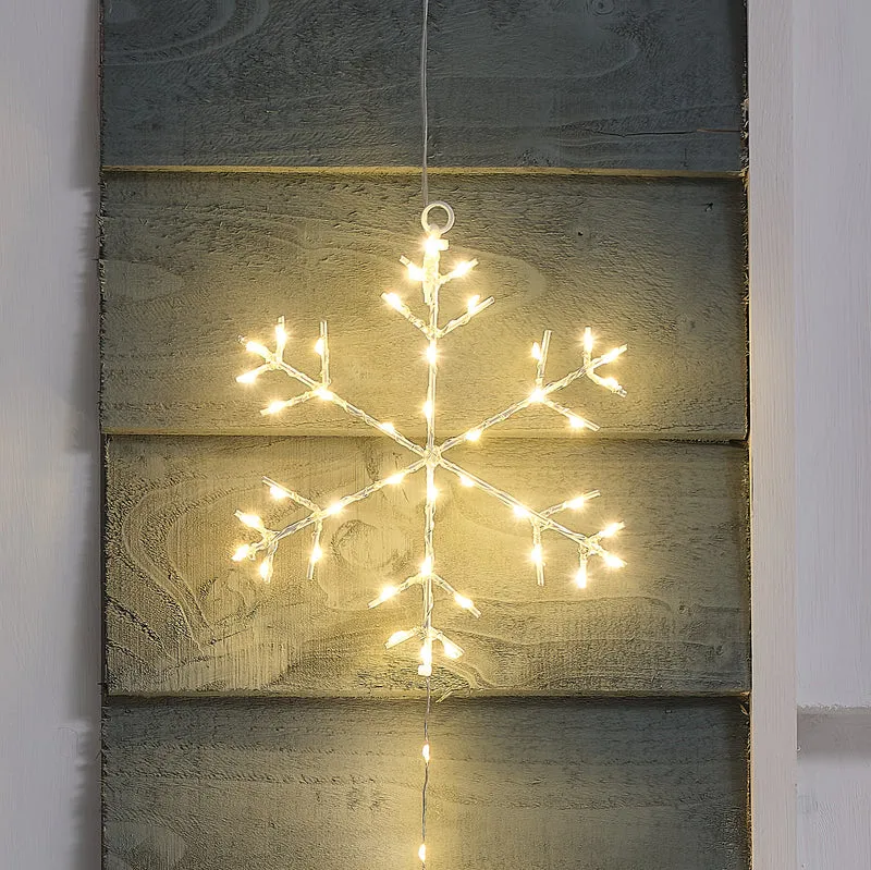 Hängende Osby LED-Schneeflocken außen in Warmweiß mit 130 Mikro-LEDs