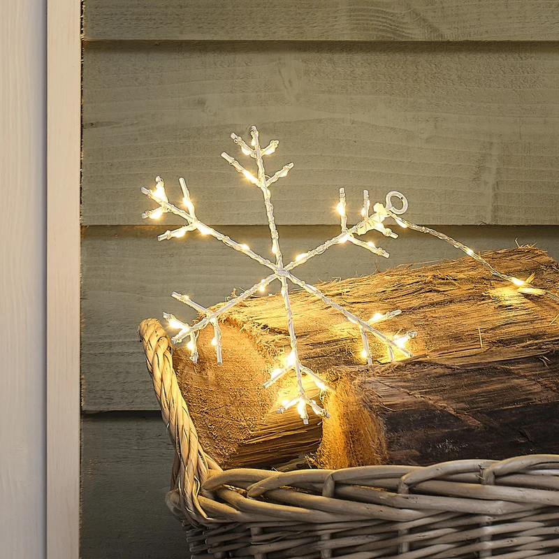 3er-Set warmweiße Osby LED-Schneeflocken für den Außenbereich
