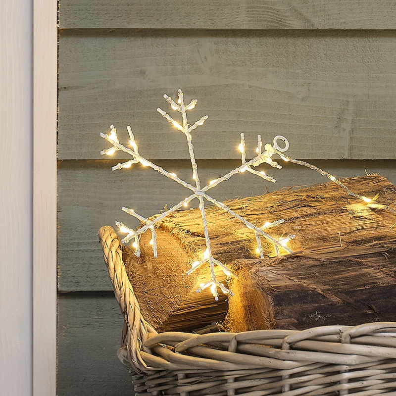 3er-Set warmweiße Osby LED-Schneeflocken für den Außenbereich